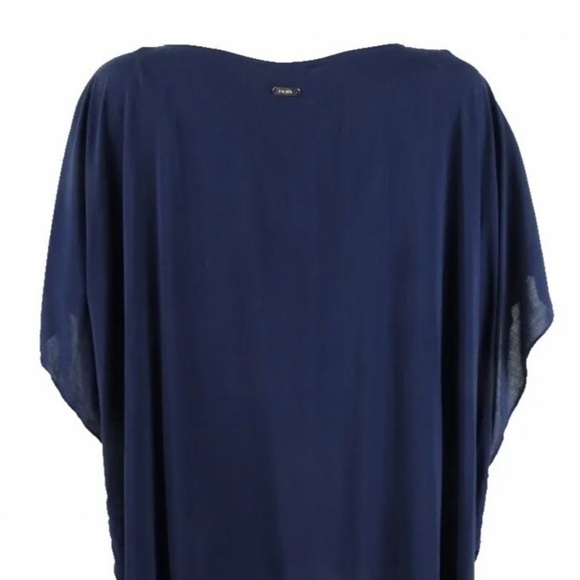 Dkny NAVY Chiffon Pom-Pom Caftan Swim Top Cover-up, US Large/X-Large - Picture 4 of 6